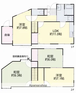 岡山県岡山市北区津倉町2丁目【一戸建】の間取り