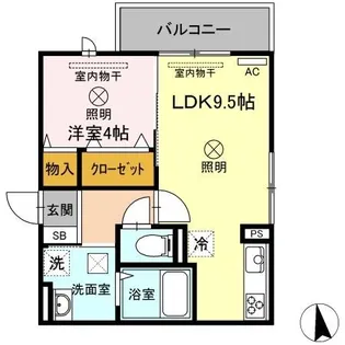 ジーヴル東古松【1階】の間取り