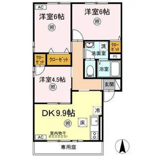 アミスターY・2・S B棟【1階】の間取り