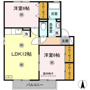 ハイカムール静【2階】の間取り