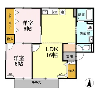 グリーンライフ福泊【1階】の間取り