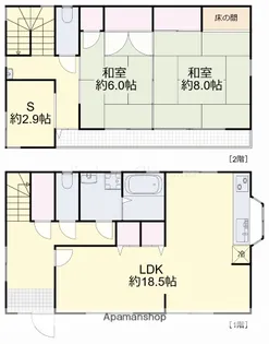 岡山県岡山市北区東古松1丁目【一戸建】の間取り