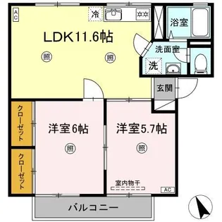 エバーグリーン A棟【2階】の間取り