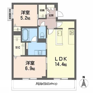 オースピシャス大安寺【304号室】の間取り
