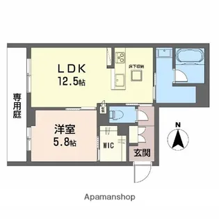 オースピシャス大安寺【105号室】の間取り