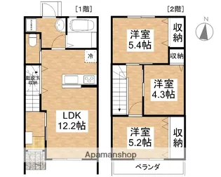岡山県岡山市東区松新町【テラスハウス】の間取り