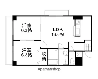 ホワイトストーン白石【4階】の間取り