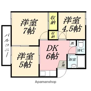 ラ・セーヌ白石【106号室】の間取り