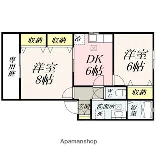 グリシーヌB【1階】の間取り