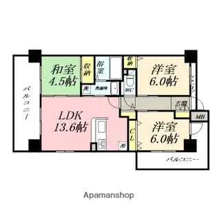 アルファライフ岡山駅南【306号室】の間取り