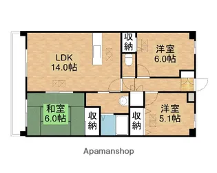 ルネス下中野マンション【303号室】の間取り
