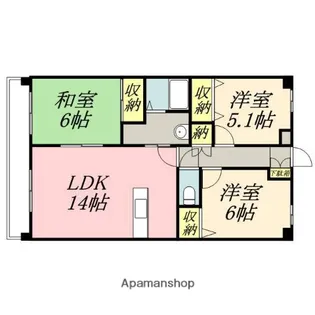 ルネス下中野マンション【106号室】の間取り