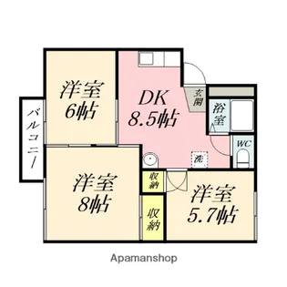 コーポ山陽C棟【2階】の間取り