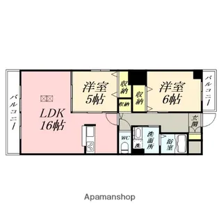 ラシュレ浜野【401号室】の間取り