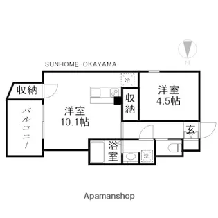 GRAND E’TERNA岡山Ⅱ【3階】の間取り