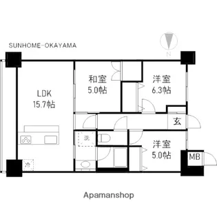 アルファステイツ岡山駅西【1108号室】の間取り