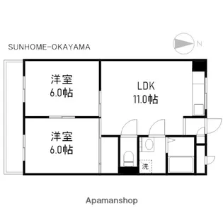 2LDKの間取り画像