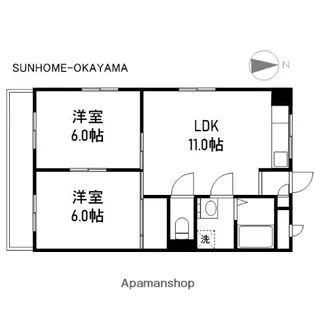 2LDKの間取り画像