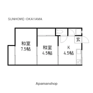 リバティーアパート【1階】の間取り
