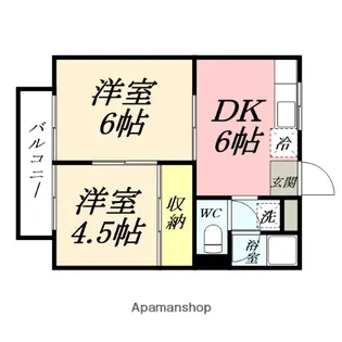 コーポ操扇山【2-2号室】の間取り