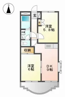 プリベール花尻【201号室】の間取り