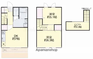岡山県岡山市北区津島南2丁目【テラスハウス】の間取り