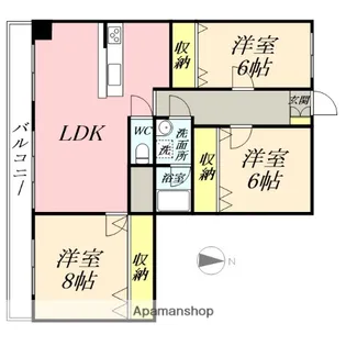 サーパス東島田【707号室】の間取り