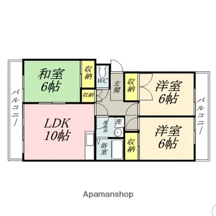 ビューハイム南輝【303号室】の間取り