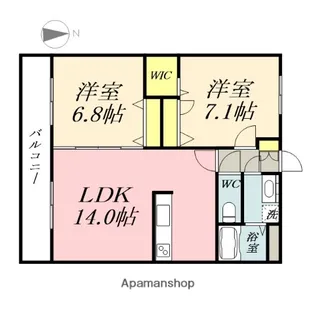 MAPLE COURT弐番館【3階】の間取り
