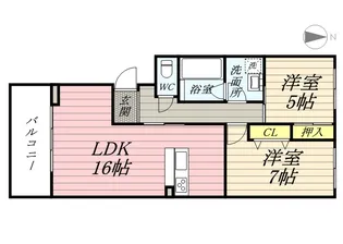 コート・ラベンダー北長瀬【2階】の間取り