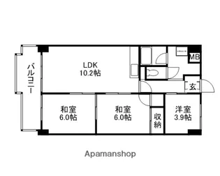 メゾン・ド岡文館【6階】の間取り