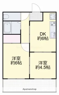 カーサ後楽【202号室】の間取り