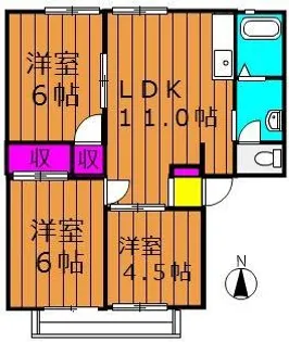 陵南ハイツ【2A号室号室】の間取り