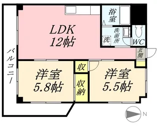 ハイデンス岡山【2階】の間取り