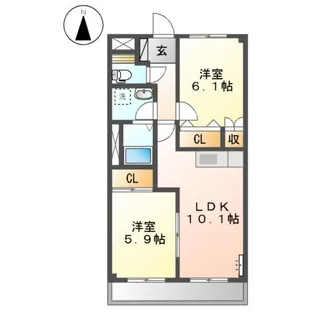 ベルグランデ高柳【1階】の間取り