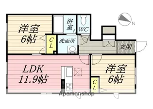 2LDKの間取り画像