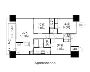 ロイヤルガーデンタワー岡山幸町【15階】の間取り
