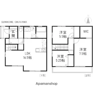 岡山県岡山市北区津島南1丁目【一戸建】の間取り