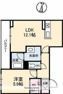 ベレオ北方【3階】の間取り