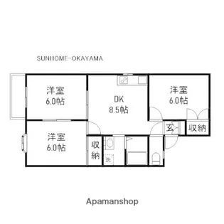 アーバン・ハイツ松新Ⅰ B棟【2階】の間取り