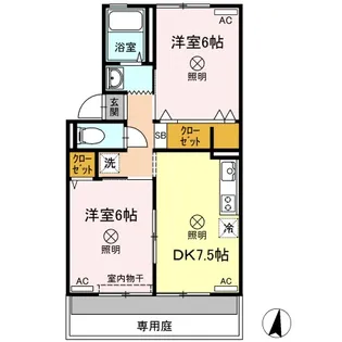 シャトル春水 B棟【1階】の間取り