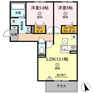 SINFARIA HARAOSHIMA B棟【1階】の間取り