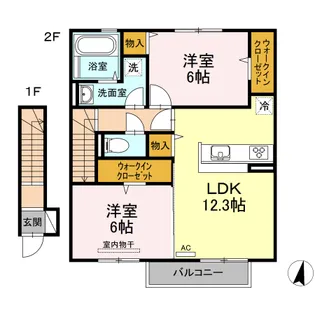 フローラル平野【2階】の間取り