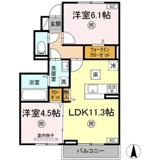 ホワイエ国富【1階】の間取り