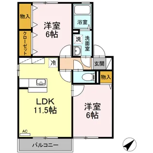 メルベーユコート A棟【2階】の間取り