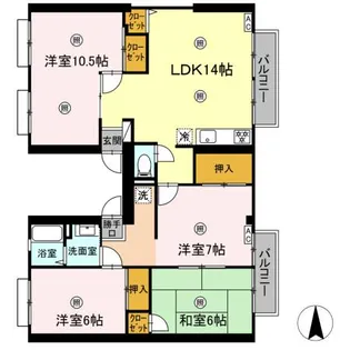 サンライフ下伊福【1階】の間取り