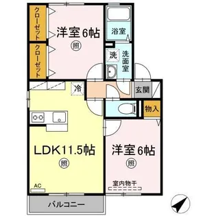 メルベーユコート B棟【2階】の間取り