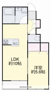 アイタウン庭瀬 A棟【104号室】の間取り
