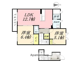 岡山県岡山市中区原尾島【アパート】の間取り