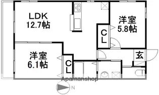 フォブール中仙道B棟【3階】の間取り